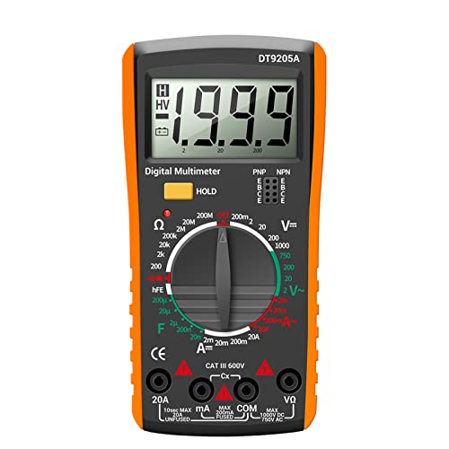 BuyWeek Digital Multimeter, DT9205A AC/DC Voltmeter Amperemeter Strom Spannungsmesser Widerstand Kapazität Tester(Orange) von BuyWeek