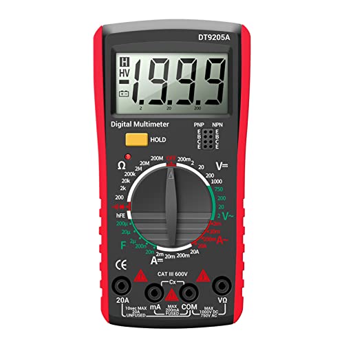 BuyWeek Digital Multimeter, DT9205A AC/DC Voltmeter Amperemeter Strom Spannungsmesser Widerstand Kapazität Tester(rot) von BuyWeek