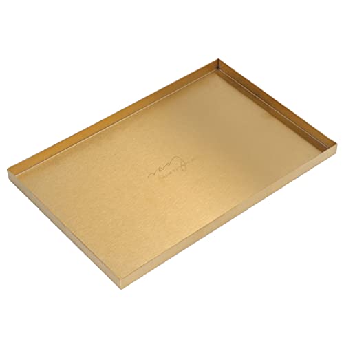 BuyWeek Schmucktablett, Rechteckiges Kosmetiktablett Edelstahl Serviertablett Moderne Schmuckaufbewahrung Tablett Gold von BuyWeek