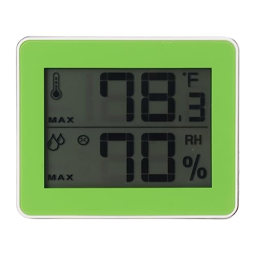 BuyWeek Temperatur-Feuchtigkeitsmonitor, Digitales Hygrometer, Innenthermometer-Feuchtigkeitsmesser Mit Ständer Für Innenkeller, Grün von BuyWeek