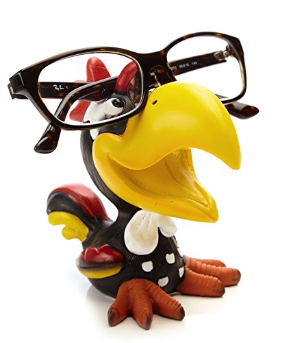 By Bers Brillenhalter Die Vögel Design, handbemalt, echt lustig, aus Polyresin, für Spaßversteher und Erwachsene (HahnSchwarz) von By Bers