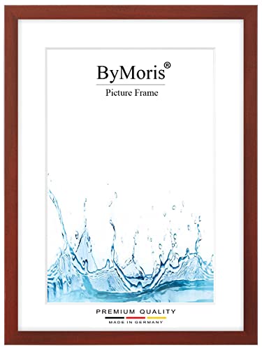 ByMoris Bilderrahmen nach Maß 10 x 30 cm in Rot gewischt mit Antireflex-Acrylglas, Poster Puzzle Portrait Foto Holz Rahmen von ByMoris