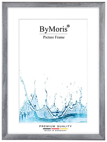 ByMoris Bilderrahmen nach Maß 23 x 30 cm in Grau gewischt mit Antireflex-Acrylglas, Poster Puzzle Portrait Foto Holz Rahmen von ByMoris