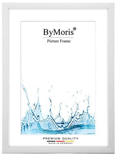 ByMoris Bilderrahmen nach Maß 60 x 90 cm in Kiefer Weiss mit Antireflex-Acrylglas, Poster Puzzle Portrait Foto Holz Rahmen von ByMoris