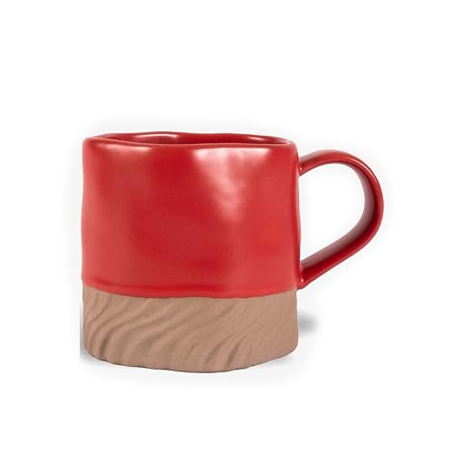 ByON Mug Swirl Tasse aus Steingut hergestellt, in der Farbe: Rot/Beige, Maße: 13x9,5x9 cm, Fassungsvermögen: 38 cl, 5283907706 von ByON
