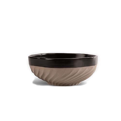 ByOn Schüssel Bowl Swirl Beige mit schwarzen Akzenten aus Steingut, Größe: 13cm, 5283908501, Rot von ByOn