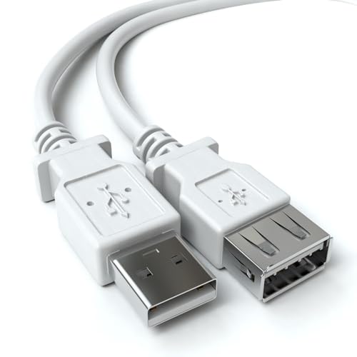 CABLEPELADO USB 2.0 Verlängerungskabel | USB Typ A Stecker auf Buchse | Geschwindigkeit bis zu 480 Mbit/s | Drucker, Maus, Tastatur, USB-Stick, PS-Fernbedienung, externe Festplatte, PC | Beige | 1 von CABLEPELADO