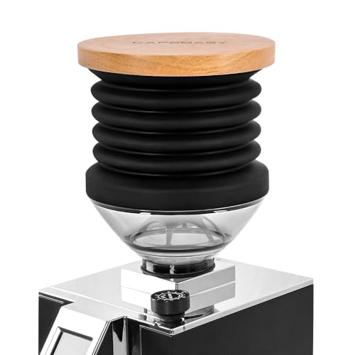 CAFEMASY Einzeldosis-Balg kompatibel mit Eureka Mignon Modell Kaffeemühle, transparenter Bohnentrichter mit Holzdeckel und Luftgebläse zur Reinigung von Kaffeesatz von CAFEMASY