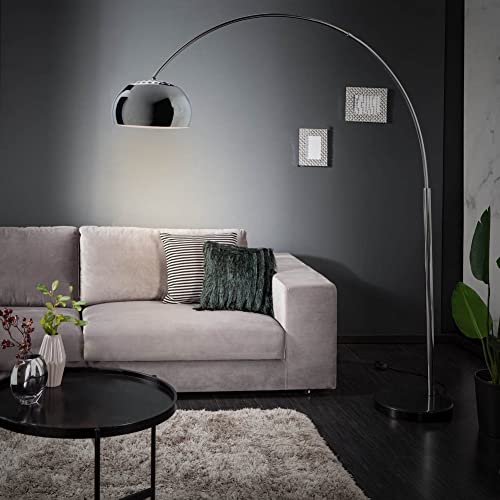 CAGÜ Design Retro Lounge Bogenlampe LUXX Chrom glänzend mit Marmorfuß Schwarz 170-210cm Höhe verstellbar von CAGÜ