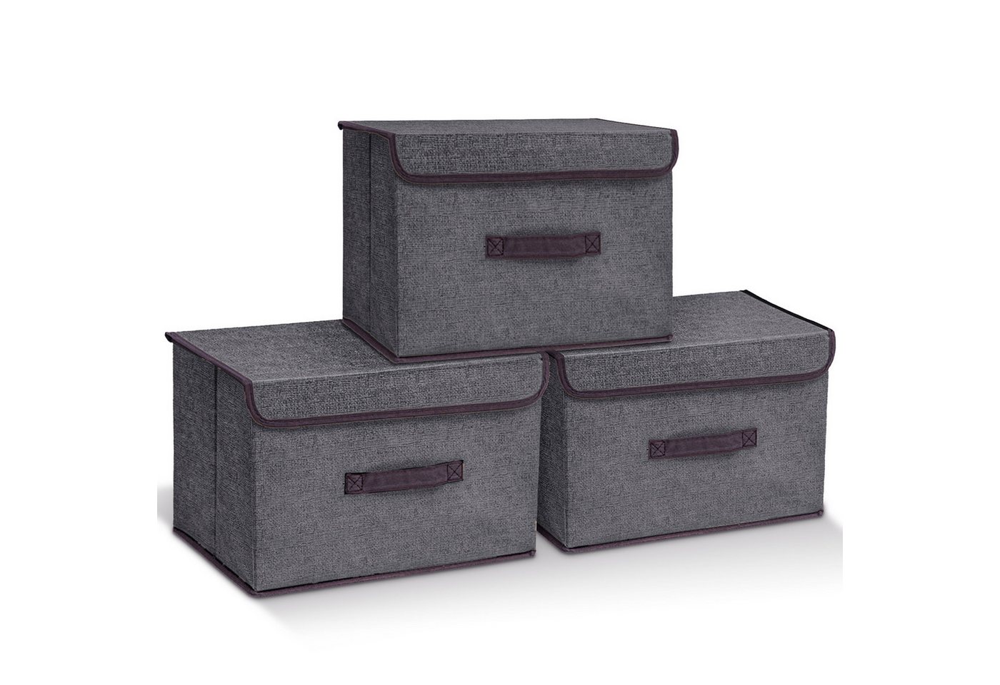 CALIYO Aufbewahrungsbox Faltbare Aufbewahrungsbox mit Deckel, Stoff, Waschbare, Kisten (3 St), Aufbewahrung mit Deckel, 3-Tlg von CALIYO