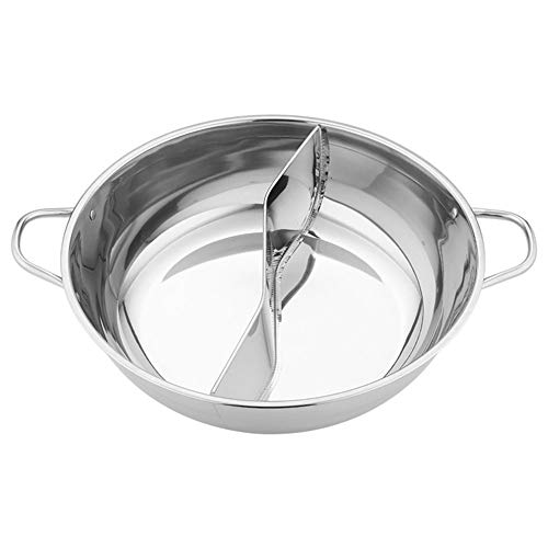 28cm Edelstahl Hot Pot Chinesischer Feuertopf Pot Suppe Kochen Werkzeug Hot Pot Mit Trennwand Für Induktion Kochfeld Hotpot Topf Mit Doppelgriff Shabu Shabu Topf Suppentopf Für Zuhause, Party von CAMEIRGOU