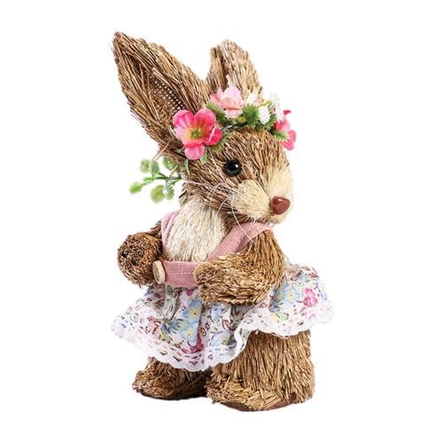 CAMEIRGOU Osterhasen Figuren Hase Figur Stroh Kaninchen Statue Tischdekoration Hasen Osterdeko Zum Hinstellen Osterhasen Dekorationen Osterhasen Deko Stroh Osterhase Ornament Für Garten Und Zuhause von CAMEIRGOU