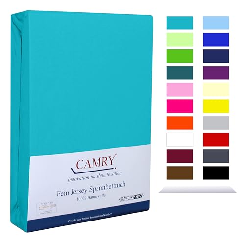 CAMRY Spannbettlaken für Babybett & Kinderbett, 60x120-70x140 cm, Jersey Spannbetttuch Baumwolle, Türkis von CAMRY