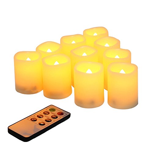 10 Stück 5cm LED Teelichter Kerzen mit Fernbedienung, Led Teelichter mit Timer, Warmweiß Elektrische Flammenlos Votivkerzen, LED Teelichter Kerzen Flackernd Flamme, Outdoor Weihnachten Halloween Deko von CANDLE IDEA