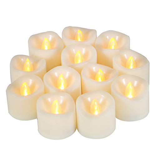 12 Stück Flammenlose Flackernde Led Teelichter Kerzen Batteriebetrieben Elektrische Flackernde Teelicht Große Kleine Led Kerzen Für Weihnachten Außenbereich Party Festival Halloween Ostern Dekoration von CANDLE IDEA