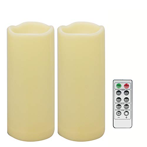 2 PCS 7,6cm x 17,7cm Wasserdichte batteriebetriebene flammenlose LED Säule Remote Kerzen flackernde Kunststoff Harz Elektrisches dekoratives Licht für Laterne Patio Garten Home Decor Party Dekoration von CANDLE IDEA