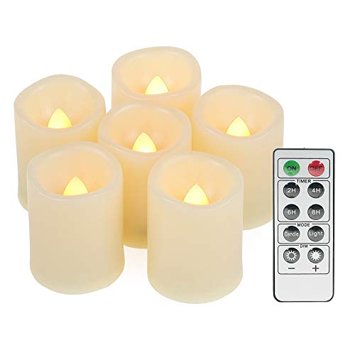 6 Stück Batteriebetriebene Led Votivkerzen mit Fernbedienung Timer, Klein Außenbereich Flackernd Flammenlos Elektrische Kerzen für Küche Heimdekoration Taufe Hochzeit Party Tafelaufsatz Dekoration von CANDLE IDEA