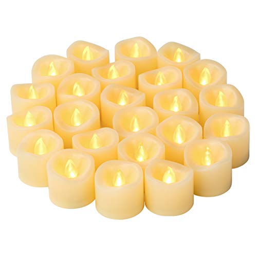 CANDLE IDEA Led Flameless Flickering Votive Tea Lights Candles Battery Powered Set of 24 Realistic Outdoor Electric Fake Tealight Bulk for Wedding Decor, Party Decorations (Batteries Included) von CANDLE IDEA