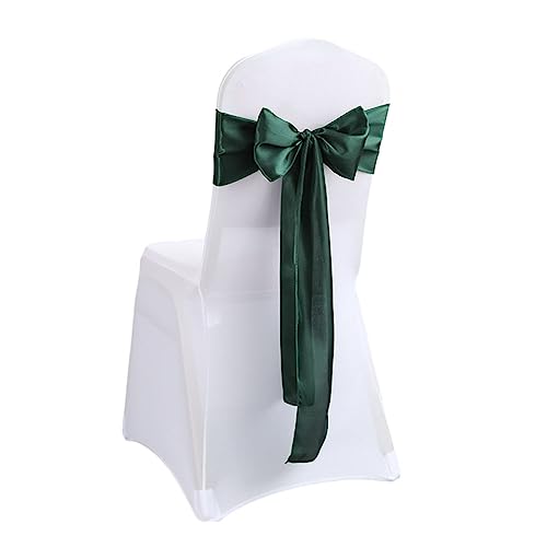 CANDeal 10-teiliges Set Satin Stuhl Schärpen Bögen Für Hochzeitsempfang- Universal Stuhl Back Tie Zubehör Für Bankett, Party, Hotel Event Dekorationen, Keine Stuhlhussen (Dunkelgrün) von CANDeal