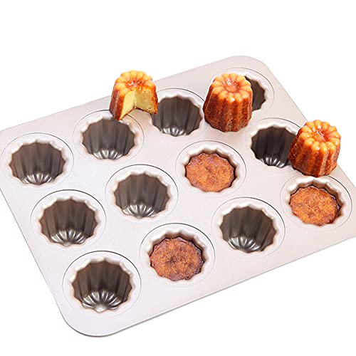 CANDeal 12 Tasse Cannelés Backformen, Mini Brotbackform, Muffin Cupcake Backblech, Antihaft von CANDeal