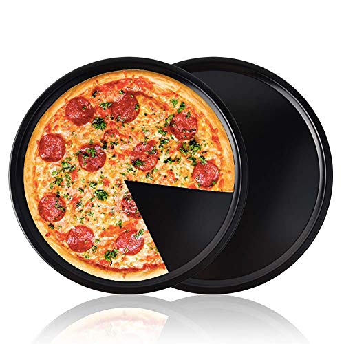 CANDeal 2 STÜCK Pizza Blech Pizzablech Backblech rund aus Blaublech Ø 34cm ideal auch für Flammkuchen oder Zwiebelkuchen zum überbacken oder gratinieren auf dem Grill von CANDeal