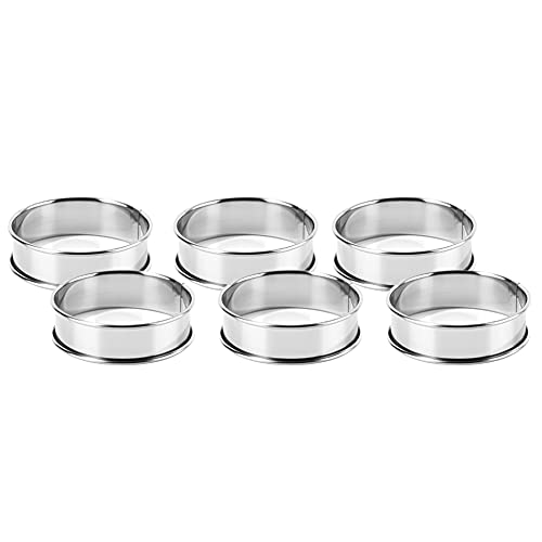 CANDeal 6 Stück Tortenring Backringe Kuchenring Crumpets Ringe Rund Edelstahl Silber für Kochen und Backen (10cm) von CANDeal