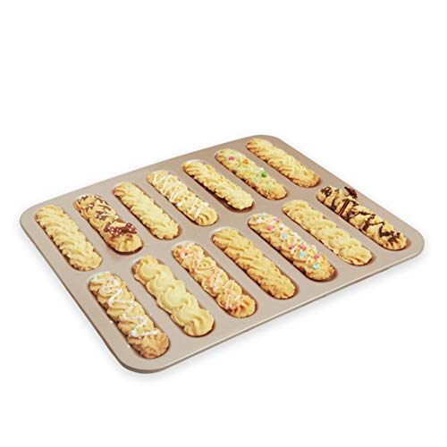 CANDeal Backblech für Eclairs/Löffelbiskuits, 14 Formen Muffin Backforment,Kuchenform, antihaft von CANDeal