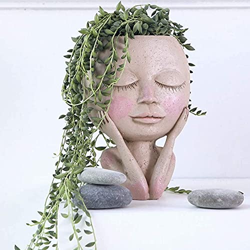 CANDeal Blumentopf Menschlicher Kopf Design Sukkulenten Blumentopf mit Drainageloch Pflanzen dekorativer moderner Kopf Pflanzgefäß Kreativer menschlicher Gesicht Vase von CANDeal