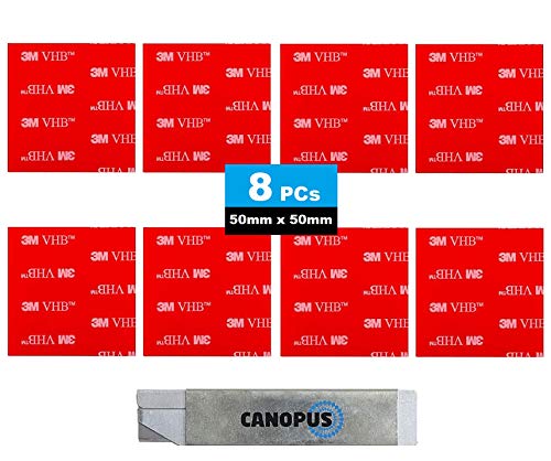 CANOPUS 3M Doppelseitiges Klebepads 8 PCs (50mm - 50mm) VHB 5952 Extra stark, Schwerlast, 3M Klebepads Doppelseitiges für Nummernschildhalterung für KFZ, Wohnkultur, Außenbereich von CANOPUS