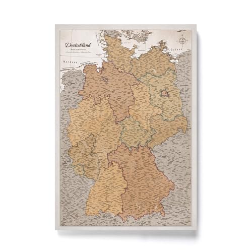 CANVASCALE Canvas Deutschlandkarte mit Pinnwand Kork zum Pinnen der Reiseziele - Wanddeko für Jeden Raum - Hochwertige Leinwand Bilder mit Deutschlandkarte (150x100 cm, Muster 4) von CANVASCALE