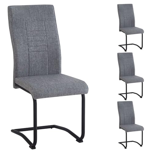 CARO-Möbel Esszimmerstuhl ALBA grau 4er-Set, mit Schwinggestell aus Metall, Sitzschale gepolstert und mit Stoff bezogen, Schwingstuhl gepolstert von CARO-Möbel