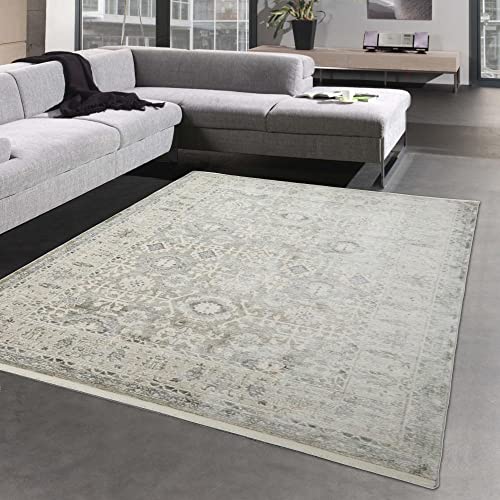 CARPETIA Moderner Orientalischer Vintage Teppich beige Creme Größe 120x170 cm von CARPETIA