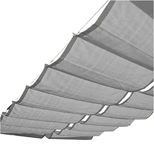 Retractable Wave Shade Sail Shade Cover Canopy Markise Shelter Pergola Shade Net Polyester Sunshade Einziehbares Sonnensegel(Color:Grey,Size:0.7x7m) von CARXB