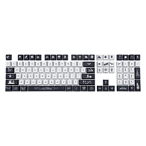 CASNO 108Keys PBT-Tastenkappen, OEM-Profil, Farbstoff-Sublimation, blickdicht, für Cherry MX Switch, mechanische Tastatur, Halloween-Thema von CASNO