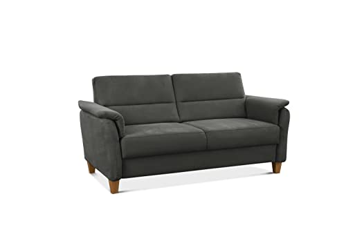 CAVADORE 3er-Sofa Palera mit Federkern / Kompakte Dreisitzer-Couch im Landhaus-Stil / passender Sessel und Hocker optional / 179 x 89 x 89 / Mikrofaser, Grau von CAVADORE