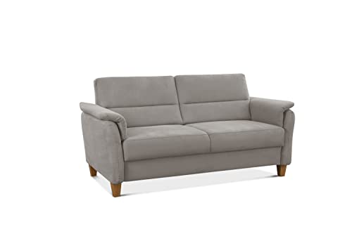 CAVADORE 3er-Sofa Palera mit Federkern / Kompakte Dreisitzer-Couch im Landhaus-Stil / passender Sessel und Hocker optional / 179 x 89 x 89 / Mikrofaser, Hellgrau von CAVADORE