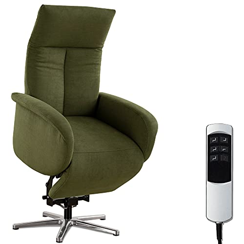 CAVADORE TV-Sessel Juba / Pflegeleichter Fernsehsessel mit Aufstehhilfe + elektrisch verstellbarer Relaxfunktion / 2 E-Motoren / 75 x 112 x 82 / Soft Clean Bezug, Grün von CAVADORE