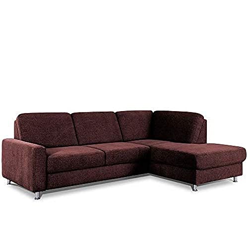 CAVADORE Ecksofa Clint / Sofaecke mit Ottomane rechts / Soft Clean Bezug: Leichte Fleckenentfernung / 246 x 86 x 165 / Flachgewebe: Weinrot von CAVADORE