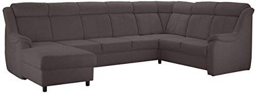 Cavadore Wohnlandschaft Beata mit Longchair links / Polstercouch im modernen Design / 315 x 98 x 211 / Mikrofaser Grau von CAVADORE