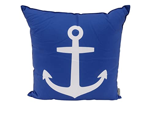 CB Home & Style Outdoor Garten Kissen Dekokissen Wasserabweisend Wasserfest 45 x 45 cm mit Füllung Maritim Anker Moin AHOI (Ankerweiß) von CB Home & Style