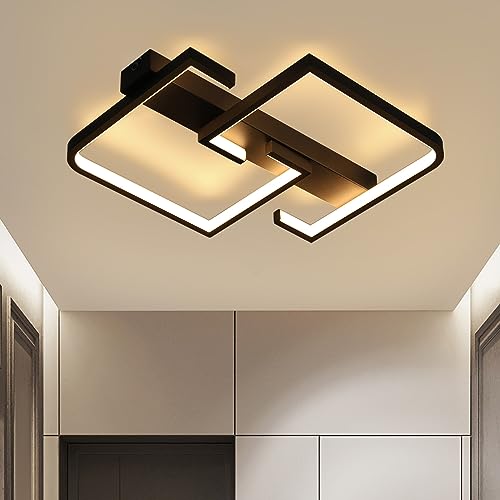 CBJKTX Deckenleuchte LED Deckenlampe Schwarz Klein Flurlampe 19W 30CM Küchenlampe Modern Warmweiß 3000K Geometrie Design Schlafzimmerlampe für Flur Schlafzimmer Küche Wohnzimmer Studio von CBJKTX