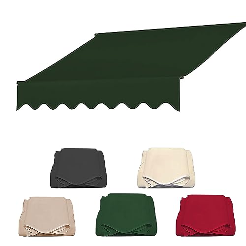 Handbuch Terrasse Markise Oberstoff Ersatz Einziehbar Terrasse Markise Pavillon Draussen Garten Sonnenschutz Überdachung 280g 100% Polyester Wasserdicht Leinwand -Grün||3m von CBLdF