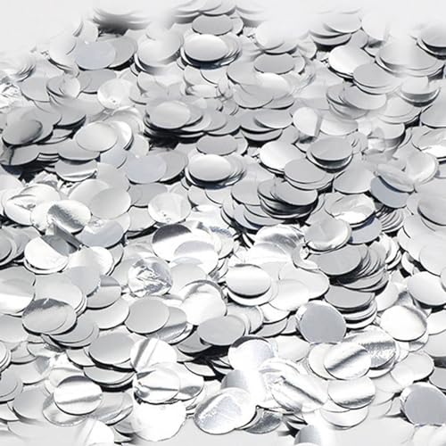 CC wonderland zone 100g Konfetti Rund Silber(Φ1.5cm),Tischkonfetti Metallic Silber für Party Hochzeit Dekoration von CC wonderland zone