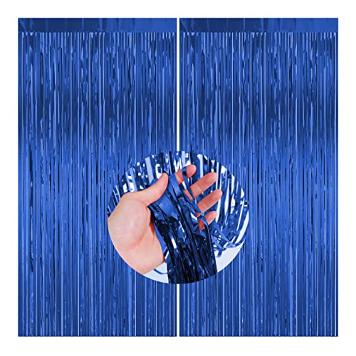 CC wonderland zone 2 Stück Blau Lametta Vorhänge - Metallische Folienvorhänge (1m x 2m) Tinsel Curtain für Party Deko von CC wonderland zone