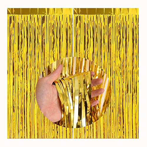 CC wonderland zone 2 Stück Gold Lametta Vorhänge - Metallische Folienvorhänge (1m x 2m) Tinsel Curtain für Party Deko von CC wonderland zone