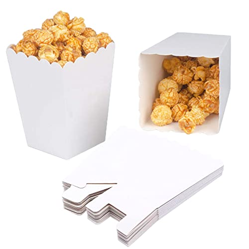 CC wonderland zone 24 Stück Popcorn Tüten Weiß,Popcorn Boxen Klein,Mini Popcorn Behälter,Popcorn Kästen Weiss aus Papier für Partys von CC wonderland zone