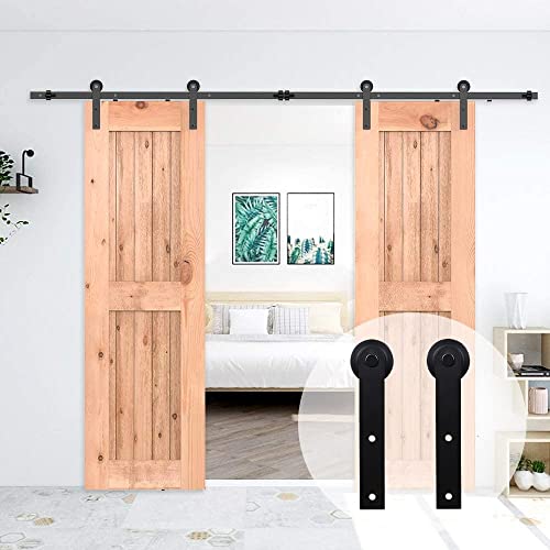 182cm/6FT Schiebetürsystem Schiebetürbeschlag Laufschiene Schiebetür, schiebetürbeschlag holztür - Sliding Barn Wood Door Hardware For Double Door von CCJH