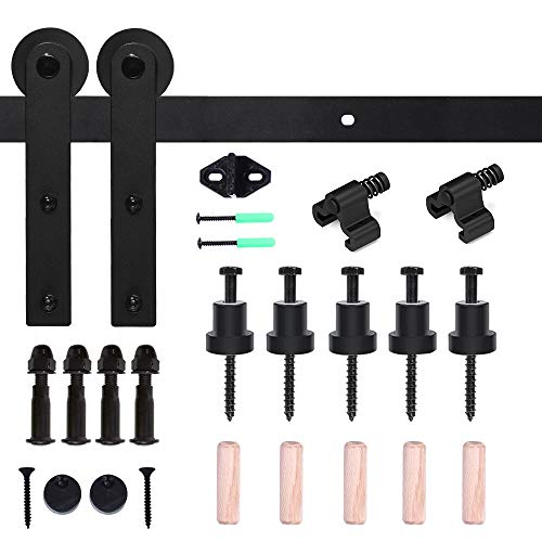 426cm/14FT Schiebetürsystem Zubehörteil Laufschiene Schiebetürbeschlag Holzschiebetür Komplettset Schiebetür Schiene Set Schwarz/sliding barn door hardware von CCJH