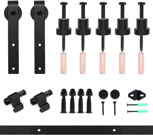 201cm/6.6FT Schiebetürbeschlag Set Schiebetürsystem Zubehörteil für Schiebetüren Innentüren, Schwarz/Sliding Barn Door Hardware Kit von CCJH