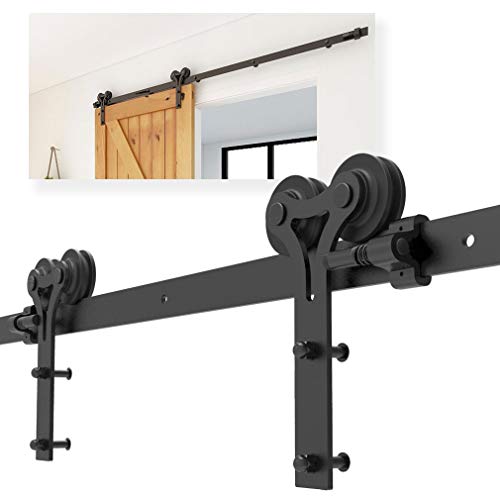 CCJH Schiebetüren Schiebetürsystem, 6FT (183cm) Laufschiene Schiebetuer Y Form Rolle Set fuer Schiebetür Holz Barn Door Hardware von CCJH